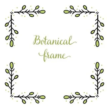 Square frame for text decoration in doodle style. Stock Illustration