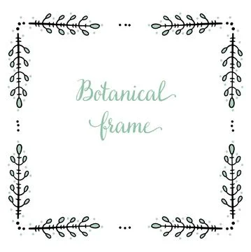 Square frame for text decoration in doodle style. Stock Illustration