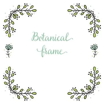 Square frame for text decoration in doodle style. Stock Illustration