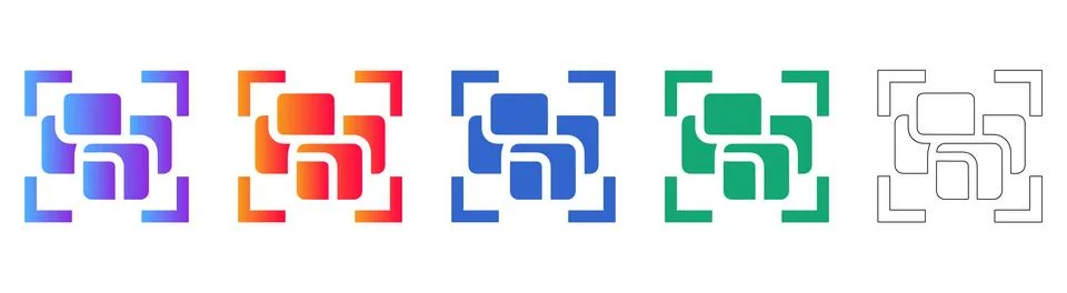 Square Frame UI Icons for Digital Interface Design Illustrazione stock