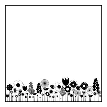 Square frame on white background with black and white colors. Vector illustra Illustrazione stock