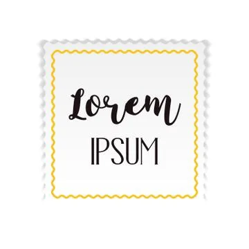 Square frame on white background with yellow bow. Template for greeting card for Stock Illustration