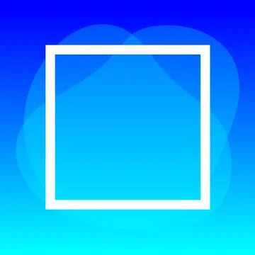 Square frame white on blue, blob shapes geometric for banner background, simp Illustrazione stock