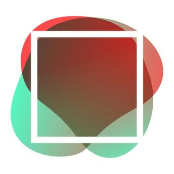 Square frame white on red green blob shapes geometric for banner background,  Illustration
