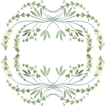 Square frame of wild herbs, flowers and leaves. Decor for graphic design Stock Illustration