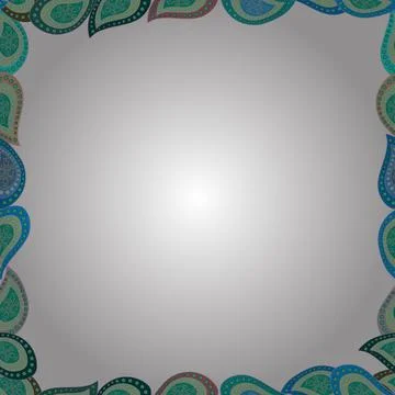 Square frames doodles. Seamless pattern. Illustration in green, blue and white c Stock Illustration