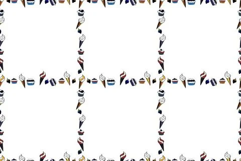 Square frames doodles. Seamless pattern. Illustration in black, white and gray c イラスト素材