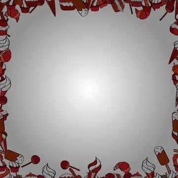 Square frames doodles. Vector illustration. Illustration in black, red and white Stock Illustration