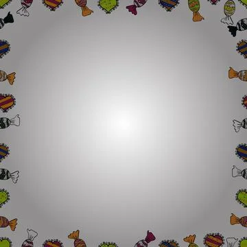 Square frames doodles. Vector illustration. Illustration in white, black and ora Stock Illustration