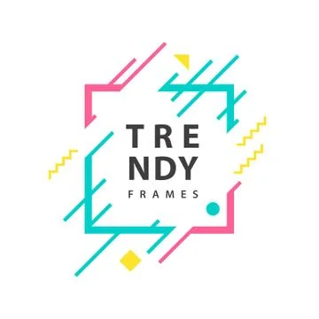 Square Frames with geometric lines Vector . Borders with trendy shapes. Graph イラスト素材