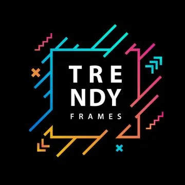 Square Frames with geometric lines Vector . Borders with trendy shapes. Graph Stock Illustration