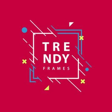 Square Frames with geometric lines Vector . Borders with trendy shapes. Graph イラスト素材