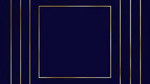 Square frames with a shimmering gold rim appear on a dark blue background Stock Footage 278308068