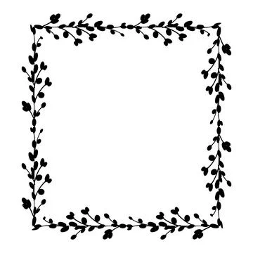 Square frames. Square frame made of willow twigs イラスト素材