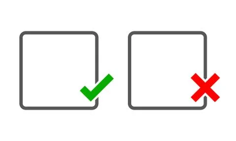 Square frames with Yes and No check marks. Vector illustration. Illustrazione stock