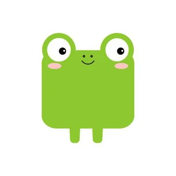 Square frog forest animal face toad icon isolated on white background. Stock Illustration