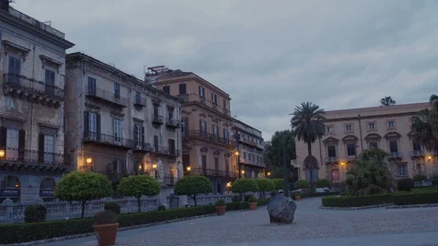 Square in front of the Cathedral in Palermo, Sicily Stock Footage 88643731