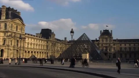 Square in front of the Louvre Stock Footage 235133531