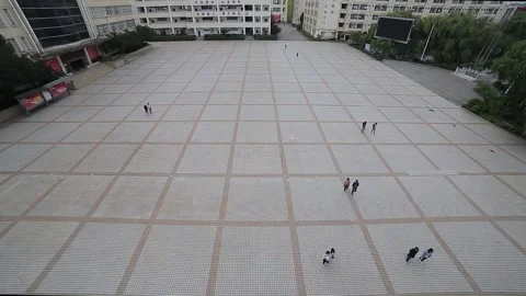 Square in front of the school teaching building Stock Footage 235131143