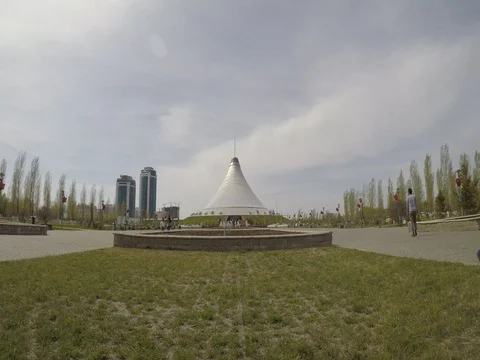 Square in front of a shopping center Stock Footage 75777369
