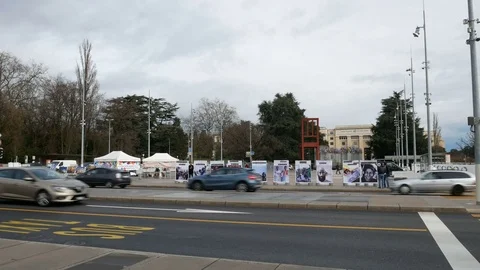 Square in front of the UN office at Geneva Stock Footage 73447802
