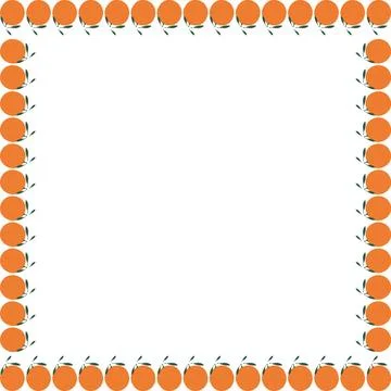 Square fruit frame. Tangerine oranges simple sweet fruits vector border イラスト素材