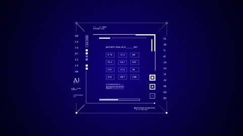 Square Futuristic HUD Data text Interface Sci Fi 2D texture. Blue background Stock Footage 337557104