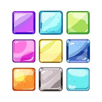 Square game button set cartoon vector illustration Ilustración de archivo