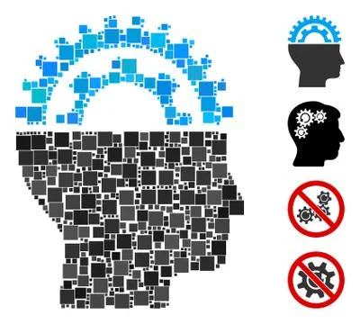 Square Gear Engineer Icon Vector Collage Stock Illustration