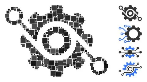 Square Gear Solution Icon Vector Collage Illustrazione stock