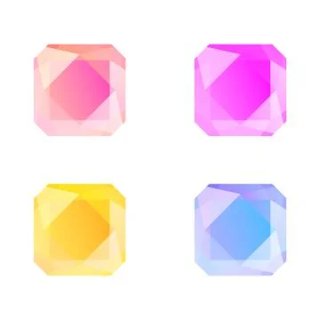 Square gems set isolated on white vector illustration Stock Illustration