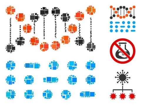 Square Genome Code Icon Vector Mosaic Stock Illustration