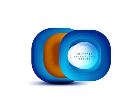 Square geometric banners with 3d smooth blend effect. Digital technology trendy Illustrazione stock