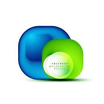 Square geometric banners with 3d smooth blend effect. Digital technology trendy Stock Illustration