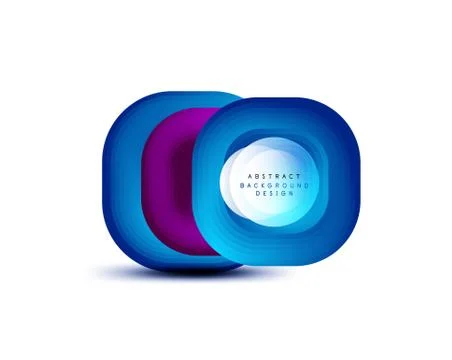 Square geometric banners with 3d smooth blend effect. Digital technology trendy Illustrazione stock
