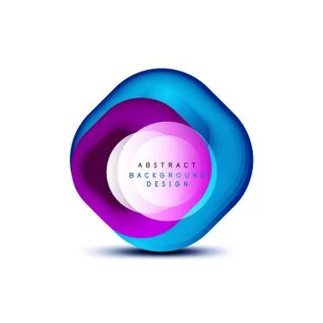 Square geometric banners with 3d smooth blend effect. Digital technology trendy Stock Illustration