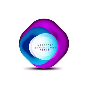 Square geometric banners with 3d smooth blend effect. Digital technology trendy Stock Illustration