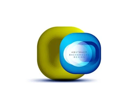 Square geometric banners with 3d smooth blend effect. Digital technology trendy Illustrazione stock