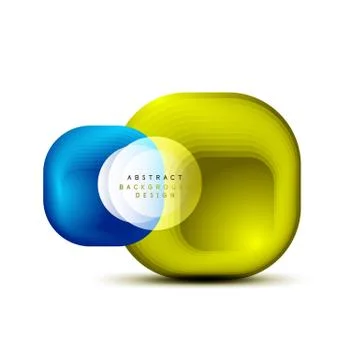Square geometric banners with 3d smooth blend effect. Digital technology trendy Stock Illustration