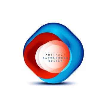 Square geometric banners with 3d smooth blend effect. Digital technology trendy Stock Illustration