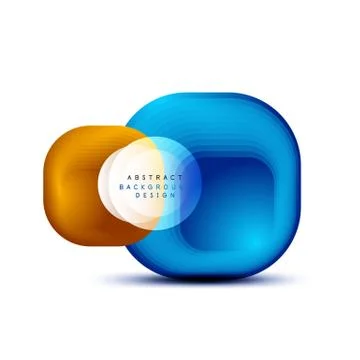 Square geometric banners with 3d smooth blend effect. Digital technology trendy Illustrazione stock