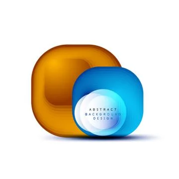 Square geometric banners with 3d smooth blend effect. Digital technology trendy Stock Illustration