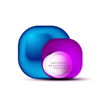 Square geometric banners with 3d smooth blend effect. Digital technology trendy Stock Illustration