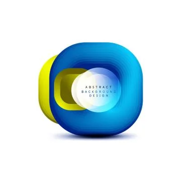Square geometric banners with 3d smooth blend effect. Digital technology trendy Stock Illustration