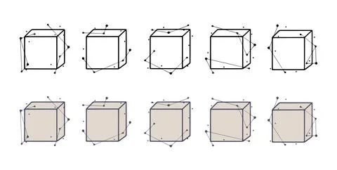 Square geometric frames in hand drawn style. Abstract templates for titles or Stock Illustration