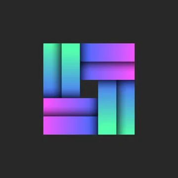 Square geometric logo from vibrant gradient, intersecting rectangular strip.. Stock Illustration
