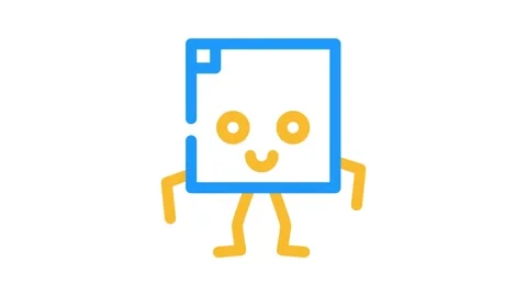 Square geometric shape character color icon animation Stock Footage 327273299