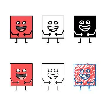 Square geometric shape character color icon vector diversity Stock Illustration