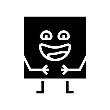 Square geometric shape character glyph icon vector illustration Stock Illustration