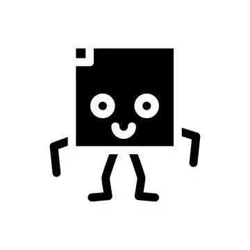 Square geometric shape character glyph icon vector illustration Stock Illustration